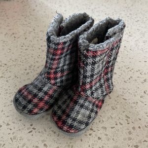 Joe Fresh Grey, Black & Red Plaid Soft Sole Boots
